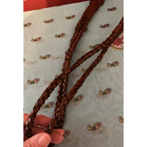 Vintage Genuine Leather Belt Brown ML Braided - Picture 2 of 9